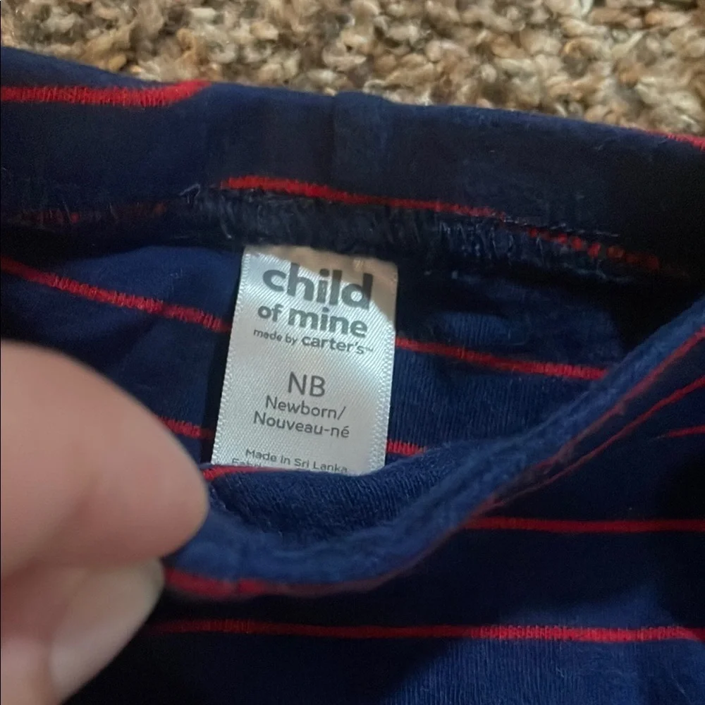 Child of Mine Navy and Red Striped Matching Set